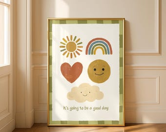 Lámina infantil Boho Sol Arcoíris Nube Corazón (Descarga digital)