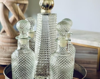 Vintage Avon Perfume Decanter Set | Diamond Cut Glass Bottles
