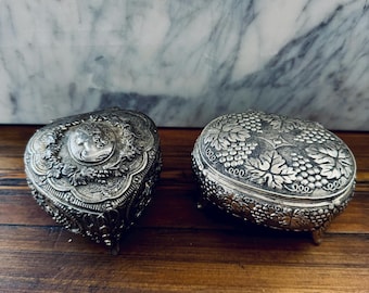 Vintage Trinket Boxes | Silver Plated Jewelry Caskets