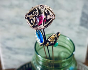 Antique Hat Pins | Set of 3 | Art Nouveau Vanity Accessories