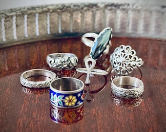 Vintage Sterling Silver Pinky Rings for Women