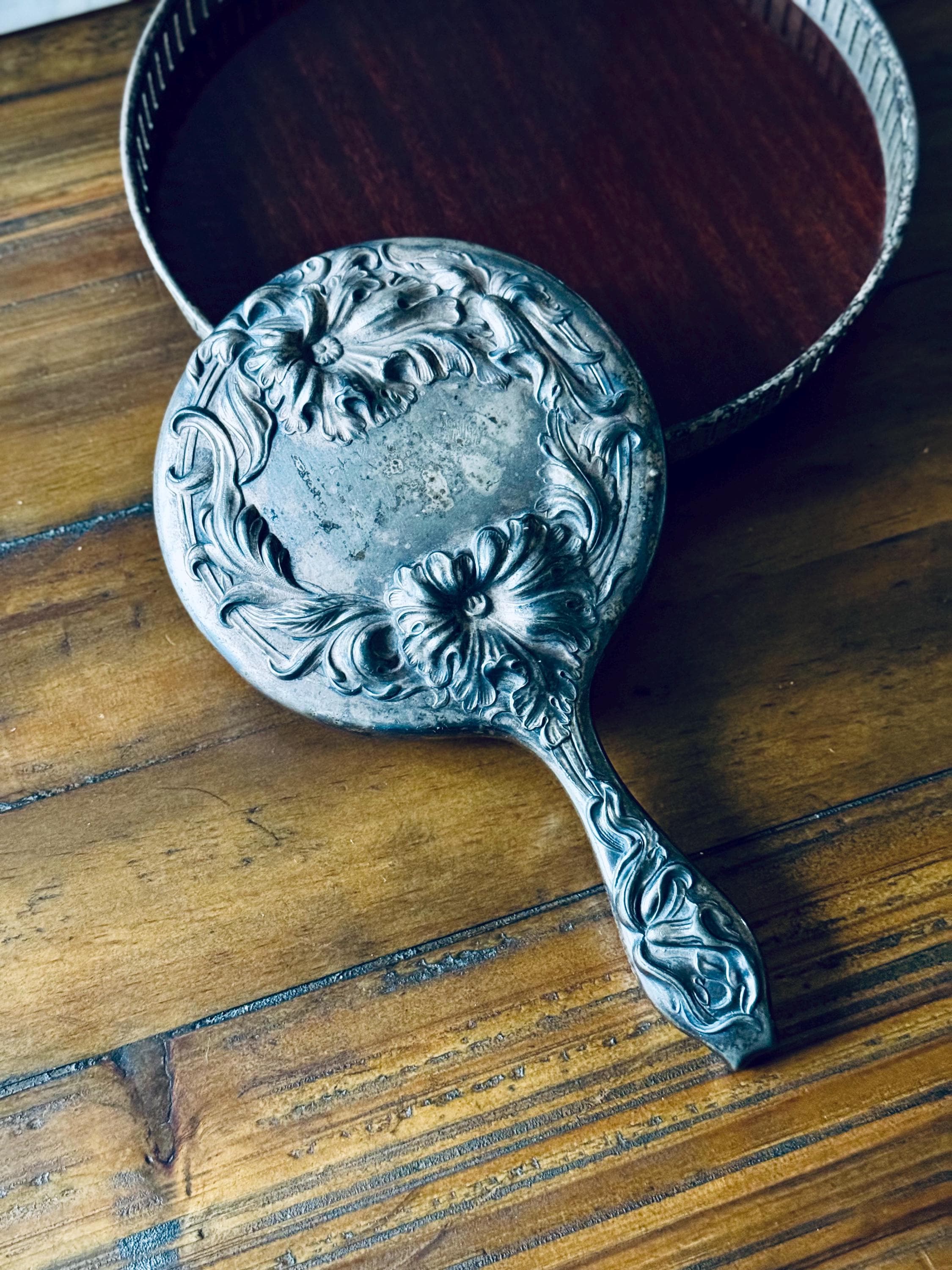 Antique Silver Plate Hand Mirror | Victor Silver Company 1901 - Etsy