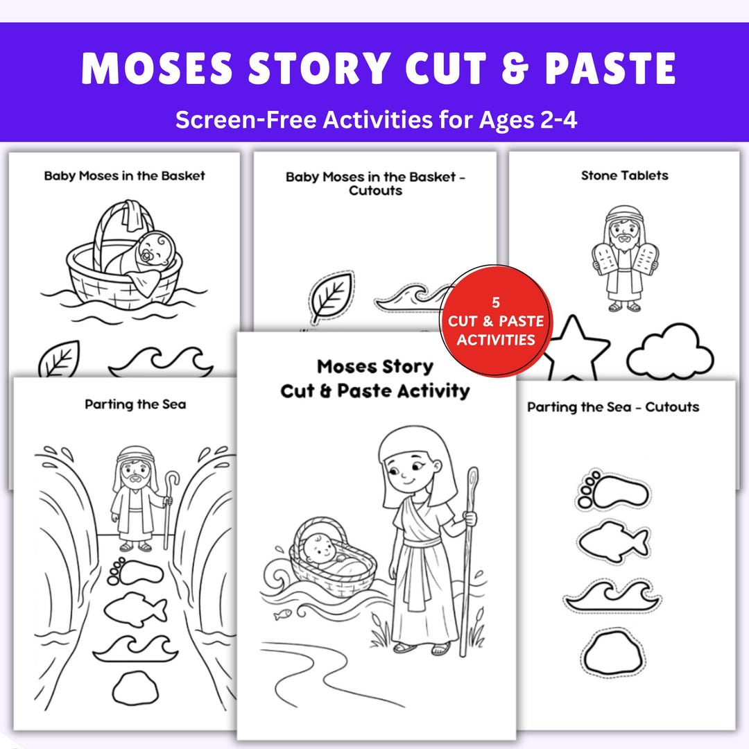 Moses Cut and Paste Activity | Christian Toddler Printable | Bible ...