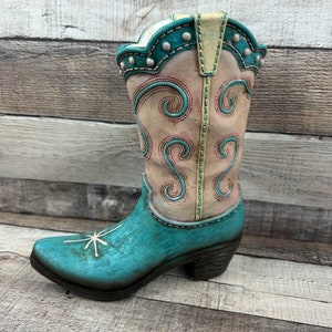 Western Boot Vase Home Decor Resin Boot for Flowers or Western Decor Gift for the Cowgirl in your life Western Home Decor Cowgirl Boot image 6