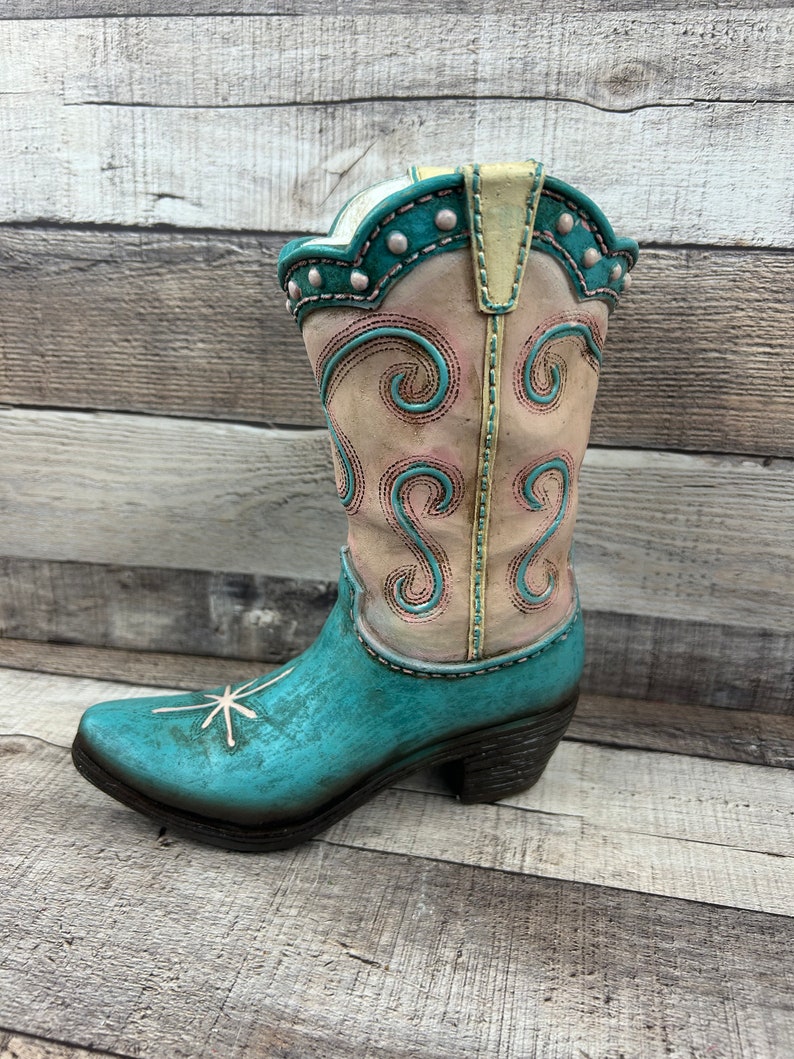 Western Boot Vase Home Decor Resin Boot for Flowers or Western Decor Gift for the Cowgirl in your life Western Home Decor Cowgirl Boot image 6