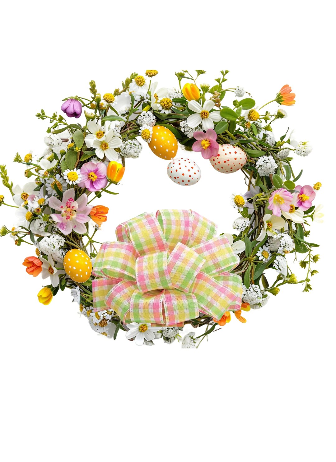 Easter Plaid Ribbon, Spring Wired Edge Ribbon (1-1/2
