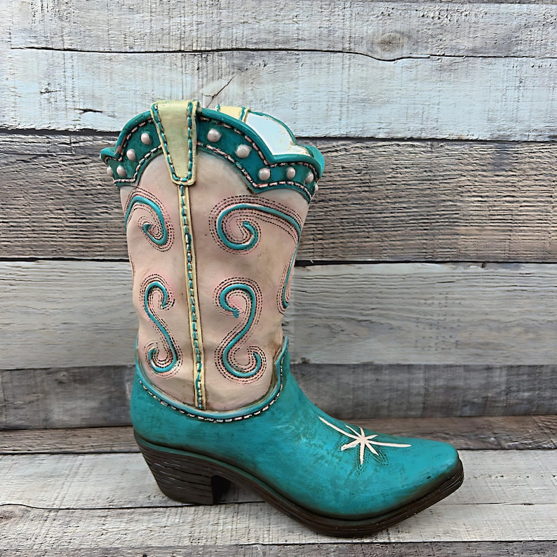Western Boot Vase Home Decor Resin Boot for Flowers or Western Decor Gift for the Cowgirl in your life Western Home Decor Cowgirl Boot image 2