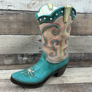Western Boot Vase Home Decor Resin Boot for Flowers or Western Decor Gift for the Cowgirl in your life Western Home Decor Cowgirl Boot image 5