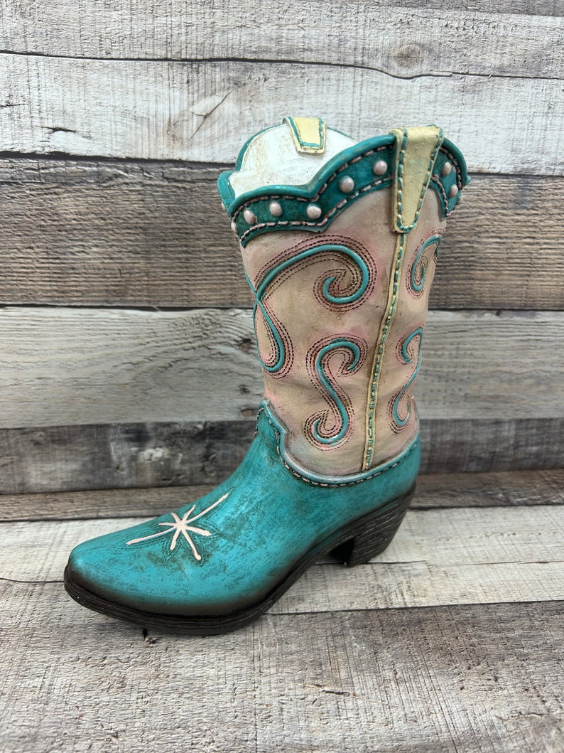 Western Boot Vase Home Decor Resin Boot for Flowers or Western Decor Gift for the Cowgirl in your life Western Home Decor Cowgirl Boot image 5