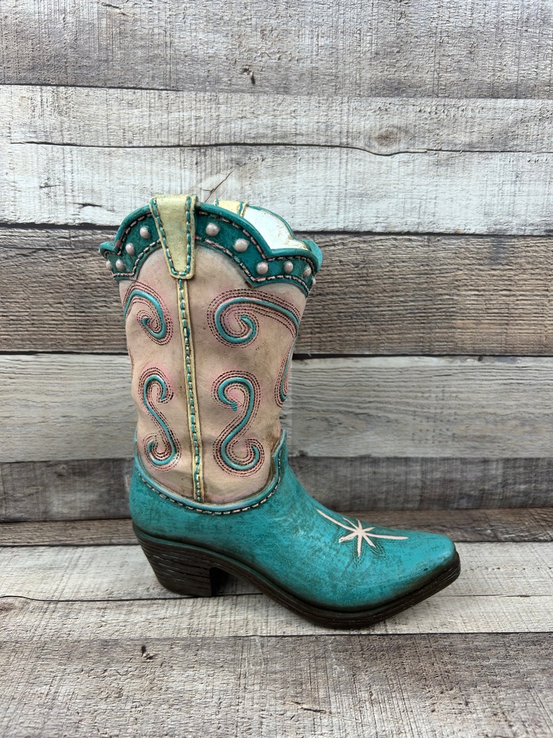 Western Boot Vase Home Decor Resin Boot for Flowers or Western Decor Gift for the Cowgirl in your life Western Home Decor Cowgirl Boot image 9