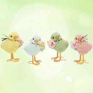 Poussins de Pâques pour décoration d'intérieur Poussins de Pâques duveteux Poussins de couleur pastel pour décoration de table Poussins de Pâques