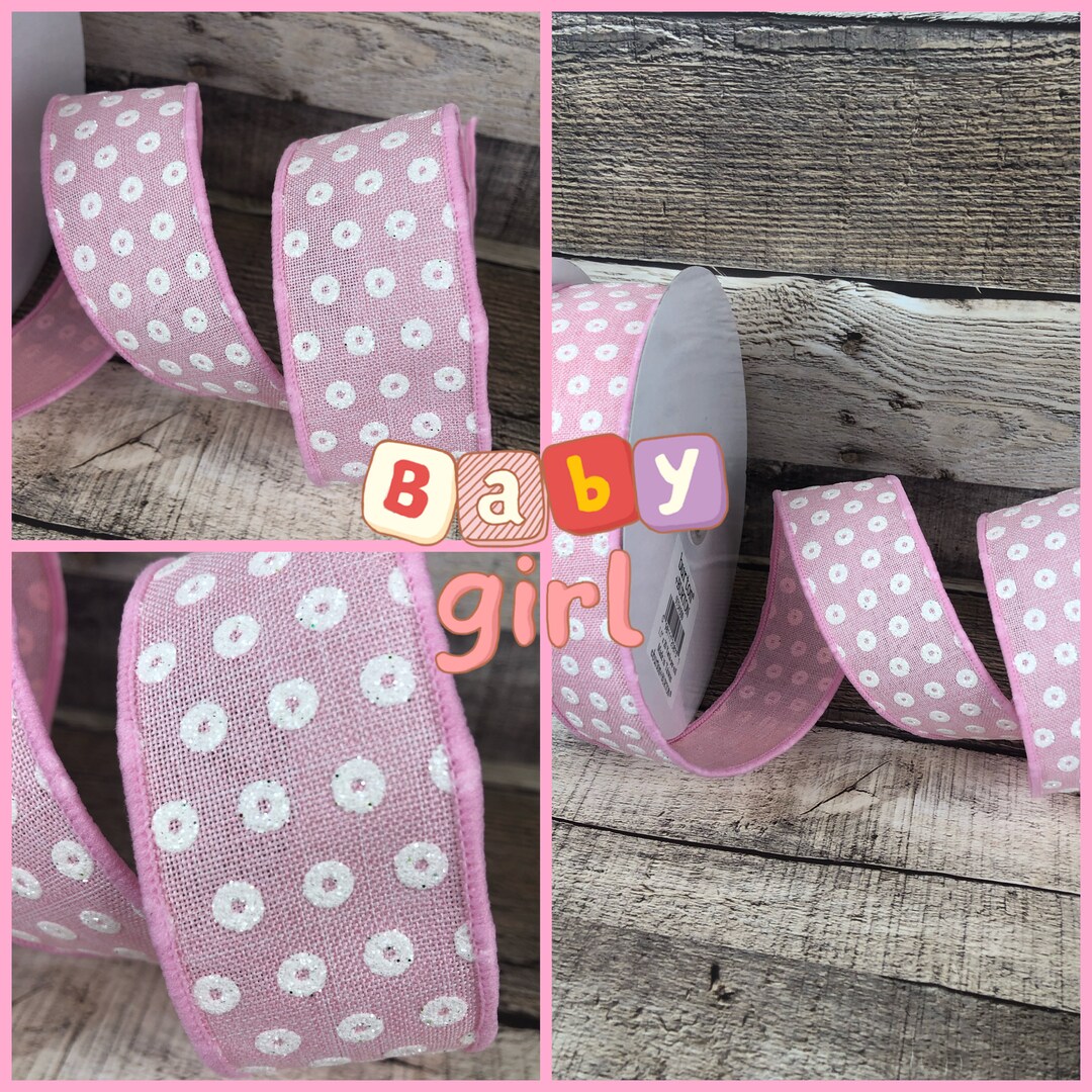 Pink Dots Ribbon, Baby Girl Ribbon, Its a Girl Ribbon, Pink Ribbon With