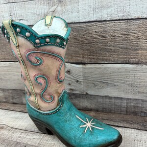 Western Boot Vase Home Decor Resin Boot for Flowers or Western Decor Gift for the Cowgirl in your life Western Home Decor Cowgirl Boot image 7