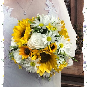 Artificial Sunflower Brides Bouquet Bridal Bouquets Sunflower Bridal Flowers Daisy Sunflower Bridesmaid Bouquet Round Bride