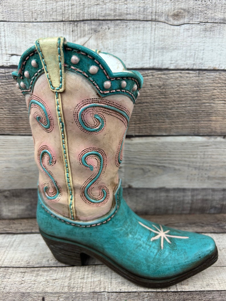 Western Boot Vase Home Decor Resin Boot for Flowers or Western Decor Gift for the Cowgirl in your life Western Home Decor Cowgirl Boot image 8