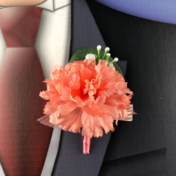 Coral Boutonniere Etsy