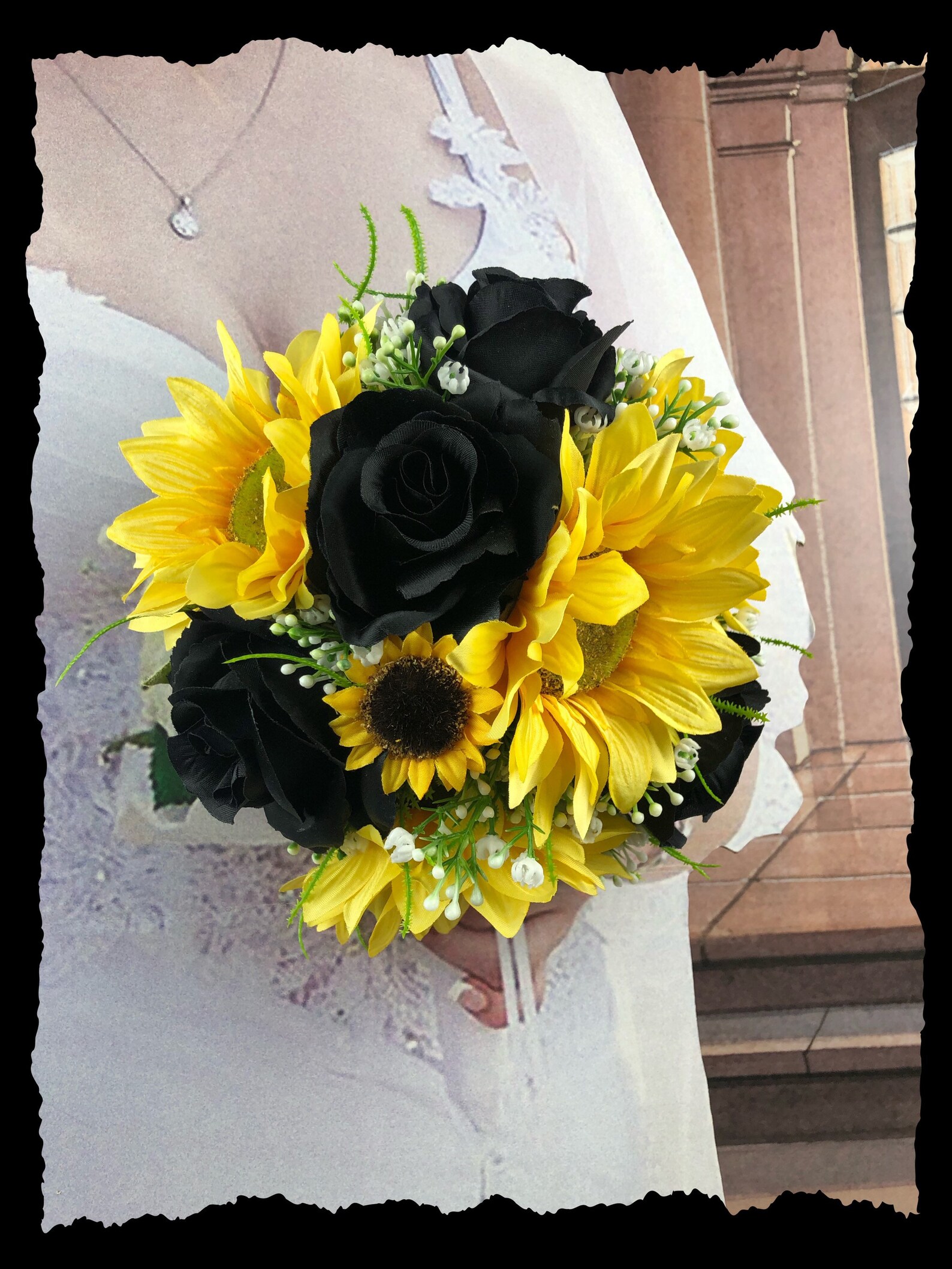 Artificial Sunflower and Black Bridal Bouquets Black Etsy