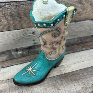 Western Boot Vase Home Decor Resin Boot for Flowers or Western Decor Gift for the Cowgirl in your life Western Home Decor Cowgirl Boot image 4