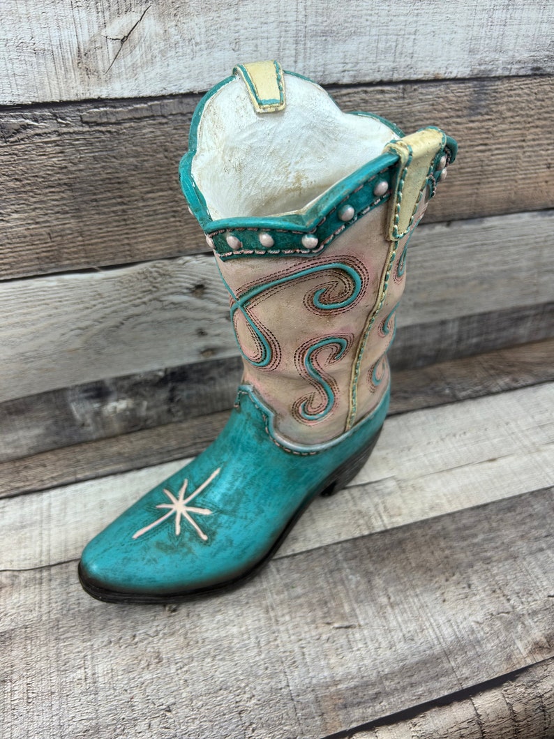 Western Boot Vase Home Decor Resin Boot for Flowers or Western Decor Gift for the Cowgirl in your life Western Home Decor Cowgirl Boot image 4