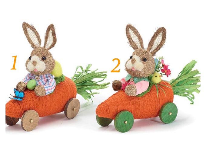 New Boy or Girl Bunny in Racing Carrot, Large Sisal Bunnies, Sisal