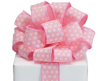 Baby Shower Gift Ribbon Bow Ribbon Pink Feathered Edge Small Ribbon New Mom of Girl Gift Ribbon 316\u201d 50 Yards Pink Deco Mesh For Bows