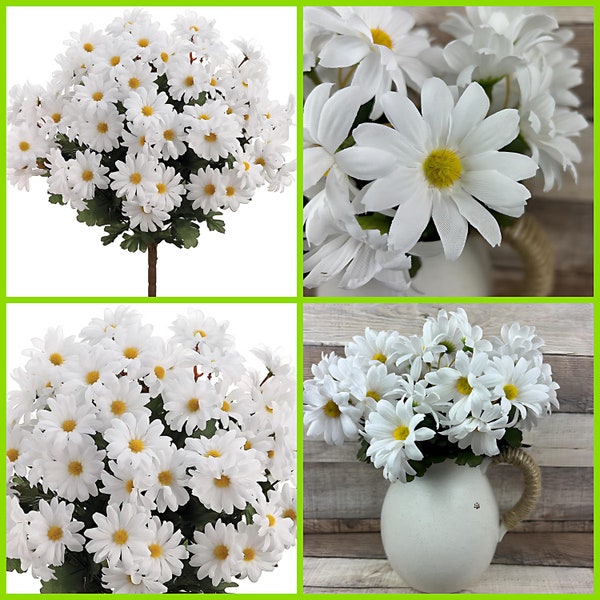Daisy Bunch for Home Decor Fake White Daisies Perfect for Floral Arranging White Daisy Bunch for DIY Wedding Bouquets 72 Daisy Blooms 19"