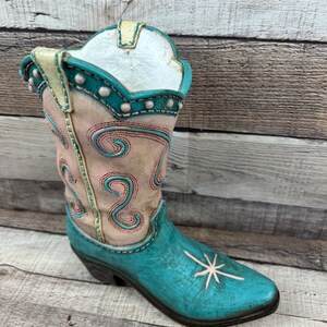 Western Boot Vase Home Decor Resin Boot for Flowers or Western Decor Gift for the Cowgirl in your life Western Home Decor Cowgirl Boot image 10