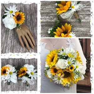 Artificial Sunflower Brides Bouquet Bridal Bouquets Sunflower Bridal Flowers Daisy Sunflower Bridesmaid Bouquet image 2