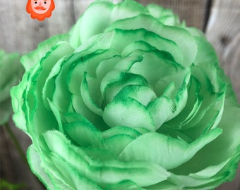 Green Flowers for Floral Craft Green Fake Flowers Home Decor Artificial Green Flowers St. Patricks Day Craft Flowers Green Ranunculus Stem