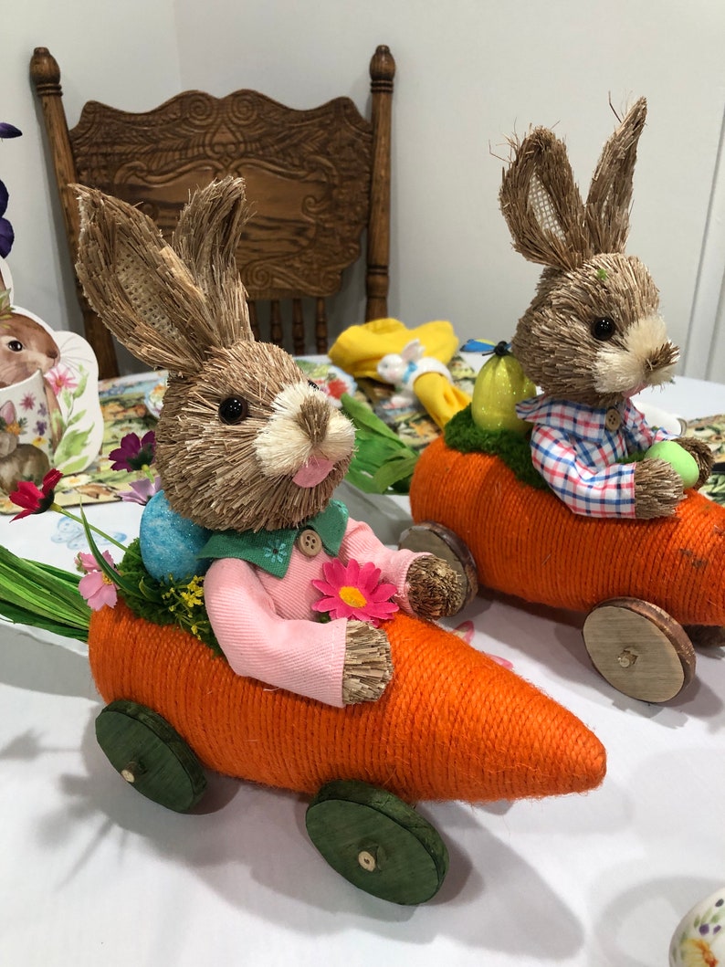 New Boy or Girl Bunny in Racing Carrot Large Sisal Bunnies Etsy