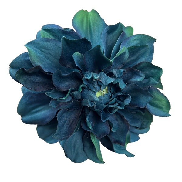 Peacock Silk Flower 22.75″ Dahlia Spray Peacock Artificial Peacock Flowers Dark Teal Faux Dahlia for Home Decor Peacock DIY Wedding Flowers