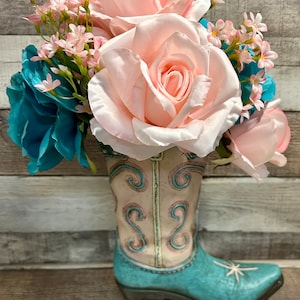 Western Boot Vase Home Decor Resin Boot for Flowers or Western Decor Gift for the Cowgirl in your life Western Home Decor Cowgirl Boot Boot with Flowers