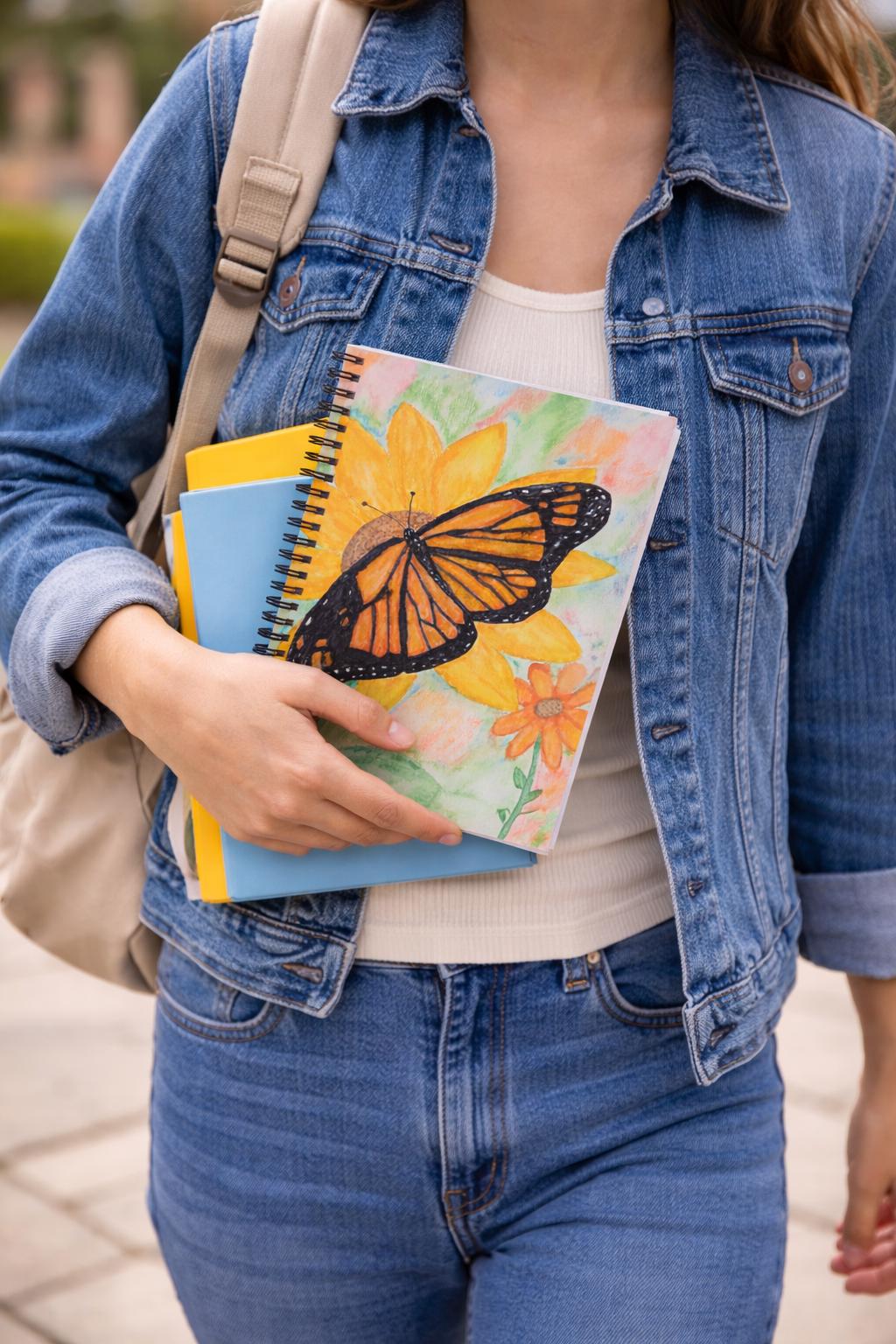 Monarch Butterfly on Sunflower Spiral Notebook | Ruled Journal - Etsy