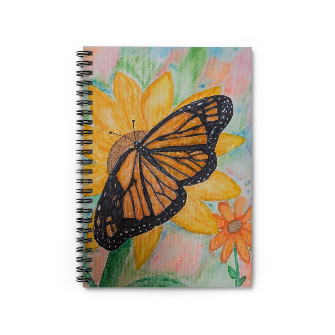 Monarch Butterfly on Sunflower Spiral Notebook | Ruled Journal - Etsy