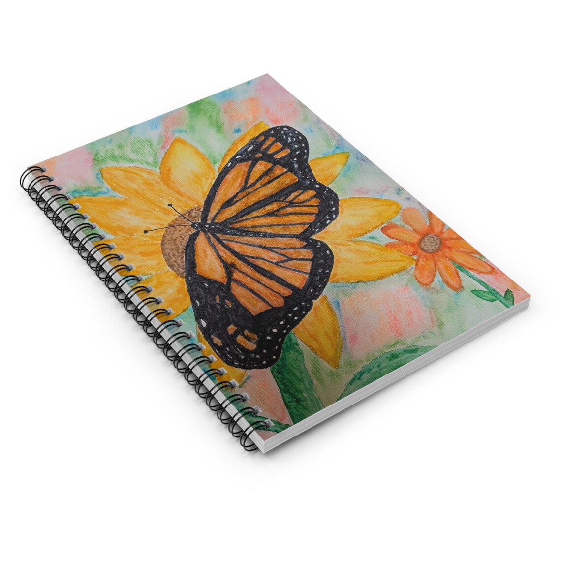 Monarch Butterfly on Sunflower Spiral Notebook | Ruled Journal - Etsy