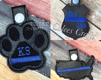 Police Key Fob - Blue Line - Thin Blue Line