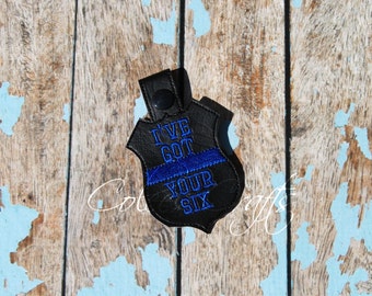 Thin Blue Line Police Key Fob - Embroidered Law Enforcement Support