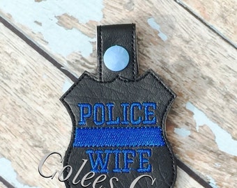Police Wife Key Fob - Police Key Fob - Blue Line - Thin Blue Line