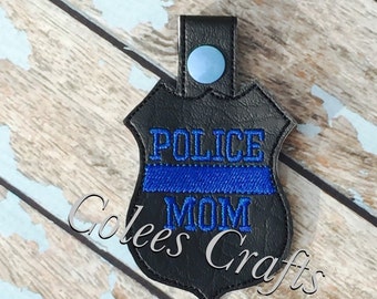 Police Mom Key Fob - Police Key Fob - Blue Line - Thin Blue Line