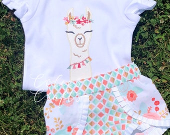 Llama Birthday Set * Birthday Set * Coachella Shorts *Custom Made Birthday Outfit