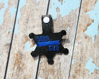 Police Wife Key Chain/Luggage Tag - Police Key Fob - Blue Line - Thin Blue Line