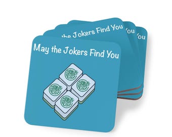 Posavasos "Que los Jokers te encuentren" / Regalo para amantes del mahjong Posavasos con diseño de fichas de mahjong