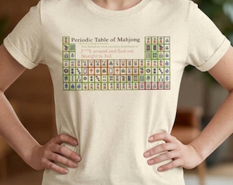 Camiseta con la tabla periódica del mahjong / Camiseta con estampado de fichas de mahjong