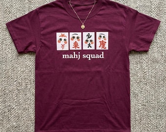 Camiseta Mahj Squad / Camiseta con estampado de fichas de Mahjong Kawaii
