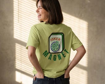 Camiseta con diseño de imán de Mahjong Joker / logotipo retro, gráfico verde