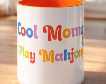 Taza decorativa de cerámica con diseño de mahjong para mamás (11 oz, 15 oz)