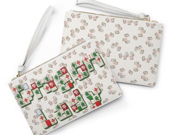 Bolso de mano con estampado de fichas de mahjong / Cartera de mano con estampado de fichas de mahjong, motivo de juego asiático