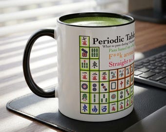 Taza con diseño de la tabla periódica del mahjong / Taza de café de cerámica