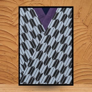 Japanse Yagasuri-pijlpatroonkunst, traditionele poster met Yabane-motief, geometrische muurdecoratie in Washi-stijl