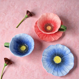 Floral Porzellan Kaffeetasse und Untertasse Set | Elegante Tee Tasse